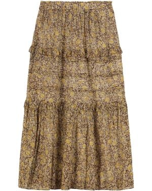 Isabel Marant Floral Print Ruffle Skirt Cotton - Natural