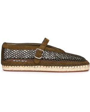 Alaïa Alaïa Camouflage Fishnet And Suede Espadrilles - Green