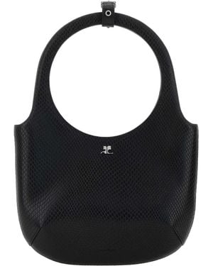 Courreges Courreges Textured Leather Shoulder Bag - Black