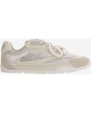 Pinko Trainers Yulia Leather And Mesh Upper: Trainers - Grey