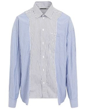 Balenciaga Striped Long-Sleeved Shirt - Blue