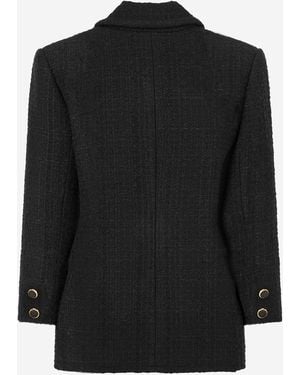 Saint Laurent Jacket Single-Breasted Wool Tweed - Black