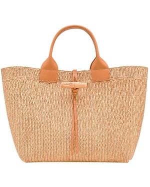 Longchamp Le Smart Tote Bag With Metallic Detail On The Front - Brown