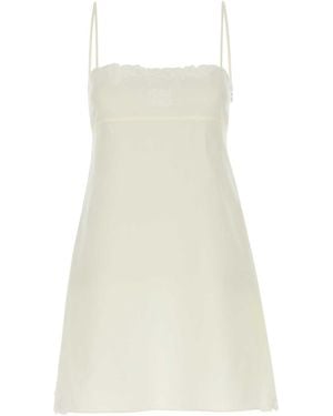 Miu Miu Linen Blend Mini Dress - White