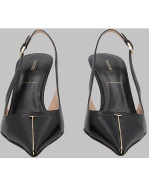 Tom Ford Leather Slingback Court Shoes - Grey