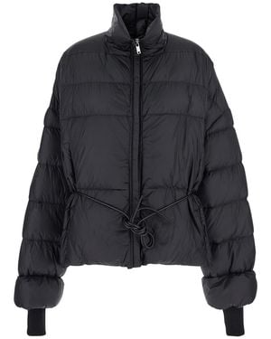 Rick Owens Down Jacket With Drawstring Waist And High Neck - Black