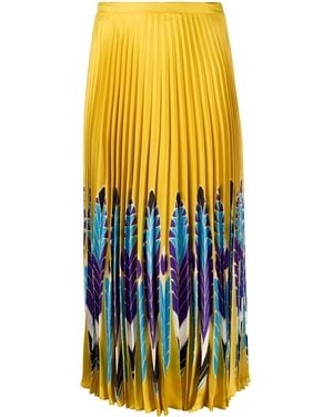 Valentino Pleated Twill Skirt With Print - Yellow