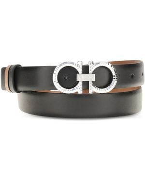 Ferragamo Reversible And Adjustable Gancini Belt Calf Leather Bos Taurus E Braces - White