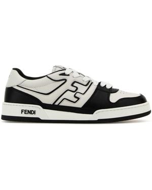 Fendi Two-Tone Leather Match Sneakers - White