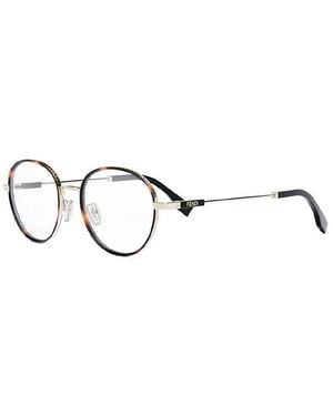 Fendi Eyeglasses Round Full Rim, Havana- Frame And Clear Demo Lens Fe50052U032 - Brown