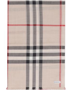 Burberry Wool And Silk Scarf Stone Check - Pink