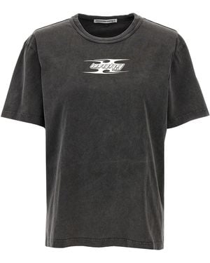 T By Alexander Wang Embossed Logo Cotton T-Shirt - Black