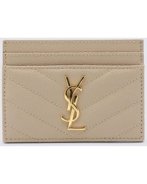 Saint Laurent Leather Card Holder - Natural