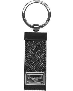 Dolce & Gabbana Leather Dauphine Keyring - White