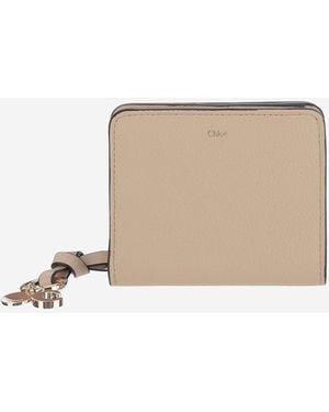 Chloé Alphabet Compact Leather Wallet & Purses - Natural