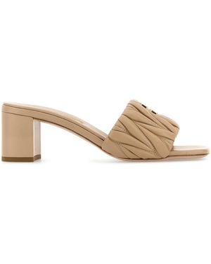 Miu Miu Nappa Leather Mules - Natural