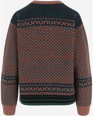 Dries Van Noten Jumper Geometric Cashmere And Wool - Grey