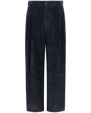 Giorgio Armani Wide-Leg Ribbed Viscose Velvet Trousers - Blue