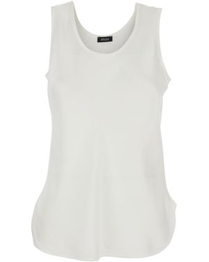 Le Plain Sleeveless Top With Round Neck - White