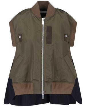 Sacai Zip Gilet - Green