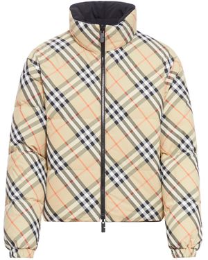 Burberry Reversible Nylon Check Down Jacket - Metallic