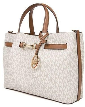 Michael Kors Satchel Bag Coated Canvas Satchel-Bags - White
