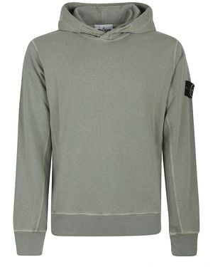 Stone Island Logo Patch Long-Sleeved Hoodie - Gray