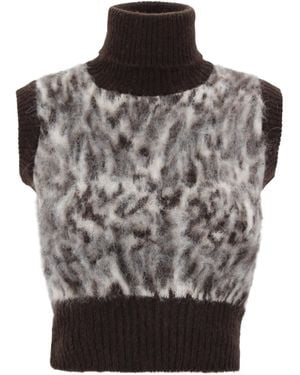 D.exterior Animal Print Gilet - Gray