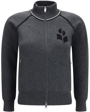 Isabel Marant Lanya Logo And Zip Cardigan - Grey