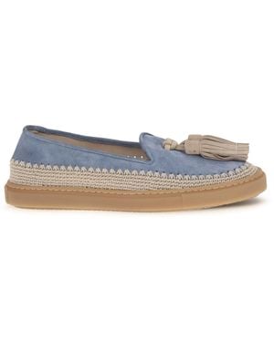 Fratelli Rossetti Suede Loafers With Crochet Detail - Blue