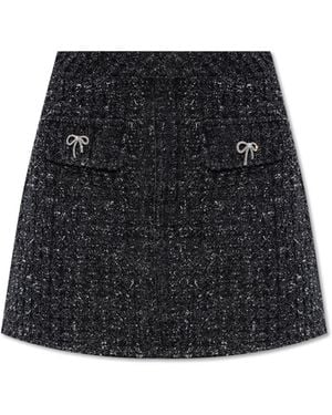 Self-Portrait Tweed Cotton-Blend Pencil Skirt - Black