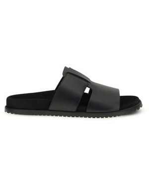 Dolce & Gabbana Black Calf Leather Bos Taurus Sandals