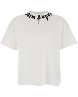 Palm Angels Neck Logo Reg Tee - White