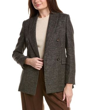 Brunello Cucinelli Macro Melange Wool Linen Blend Double Jacket Clothing - Black