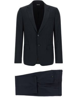 ZEGNA Pinstriped Dress - Blue