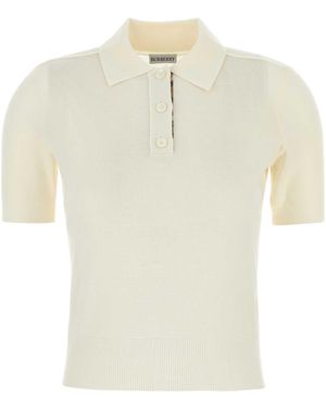 Burberry Ivory Wool Polo Shirt - White