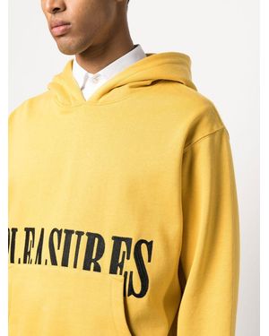 Pleasures Logo-Embroidered Hoodie - Yellow