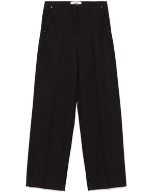 Fendi Wide Leg Wool Trousers - Black