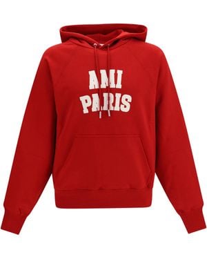 Ami Paris Embroidered Cotton Hoodie Sweater