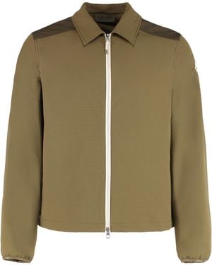 Moncler Quilted Seersucker Shirt With Zip Shell: Polyamide - Green