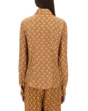 Marine Serre Moon Satin Shirt Viscose - Natural