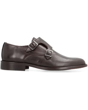 Bruno Magli Leather Monk-Strap Shoes - Brown
