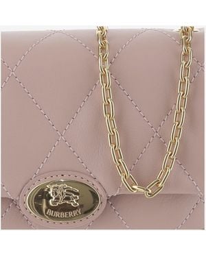Burberry Leather Strand Clutch Calf Grain Handbags - Pink