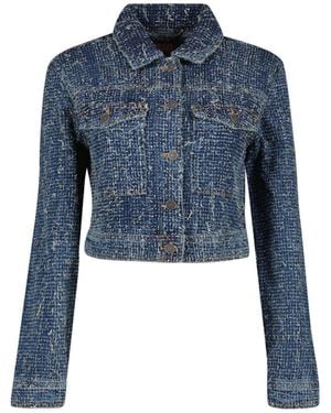 DIESEL De-Atel- Cropped Denim Jacket - Blue