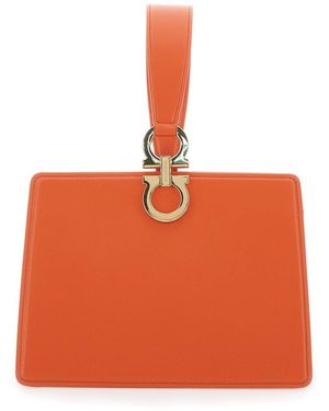 Ferragamo Clutch With Snap Closure And Top Handle - Orange