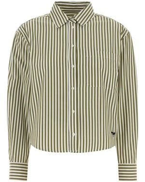 Weekend Embroidered Poplin Panetto Striped Shirt - Green