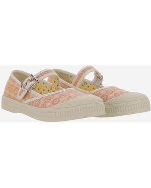 Gucci Sandals With Gg Pattern Cotton - Natural