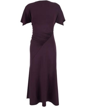 Victoria Beckham Cap Sleeve Dress With Short Sleeves And Elastic Polyester Fabric For Elastane Long - Purple