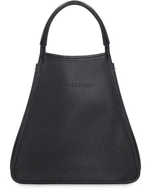 Longchamp Leather Top-Handle Tote Bag - Black