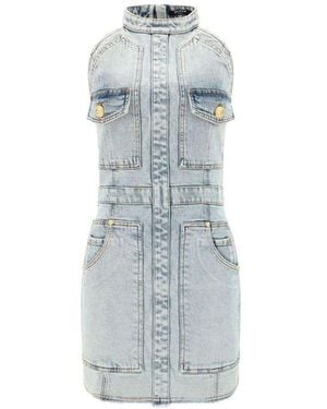 Balmain Chic Denim Mini Dress - Blue